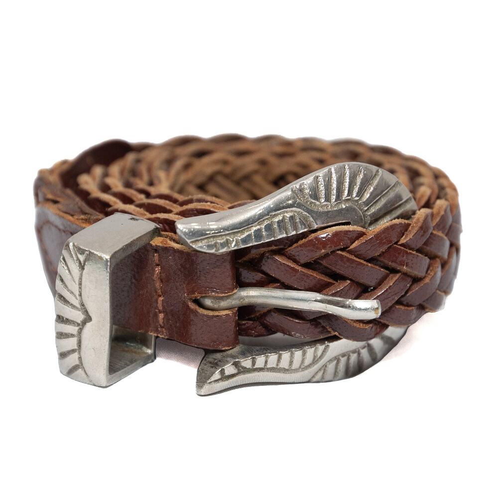 Genuine Leather Brown Braided Belt Size Large
